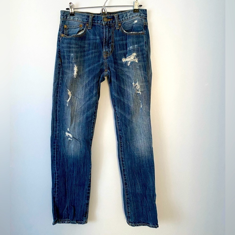 American Eagle Outfitters Slim Straight Distressed Blue Denim Jeans 28X30 Men’s